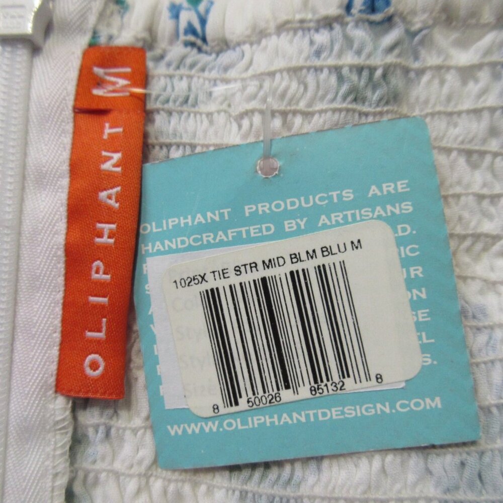 NWT Oliphant Tie Strap Midi in Bloom Blue Blockprint Cotton Tank Dress M - Picture 2 of 8